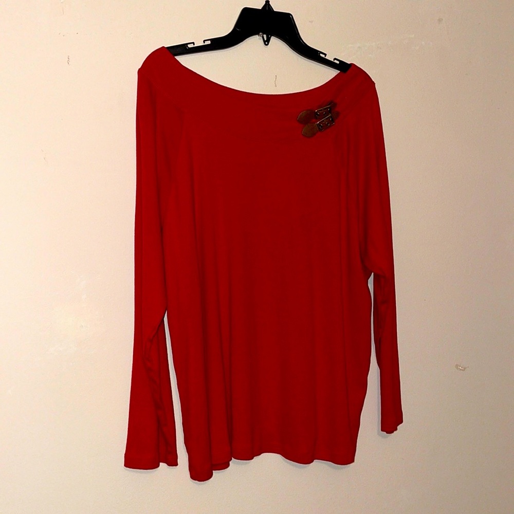 Ralph Lauren Red Long Sleeved Boat Neck Top Size 2X
